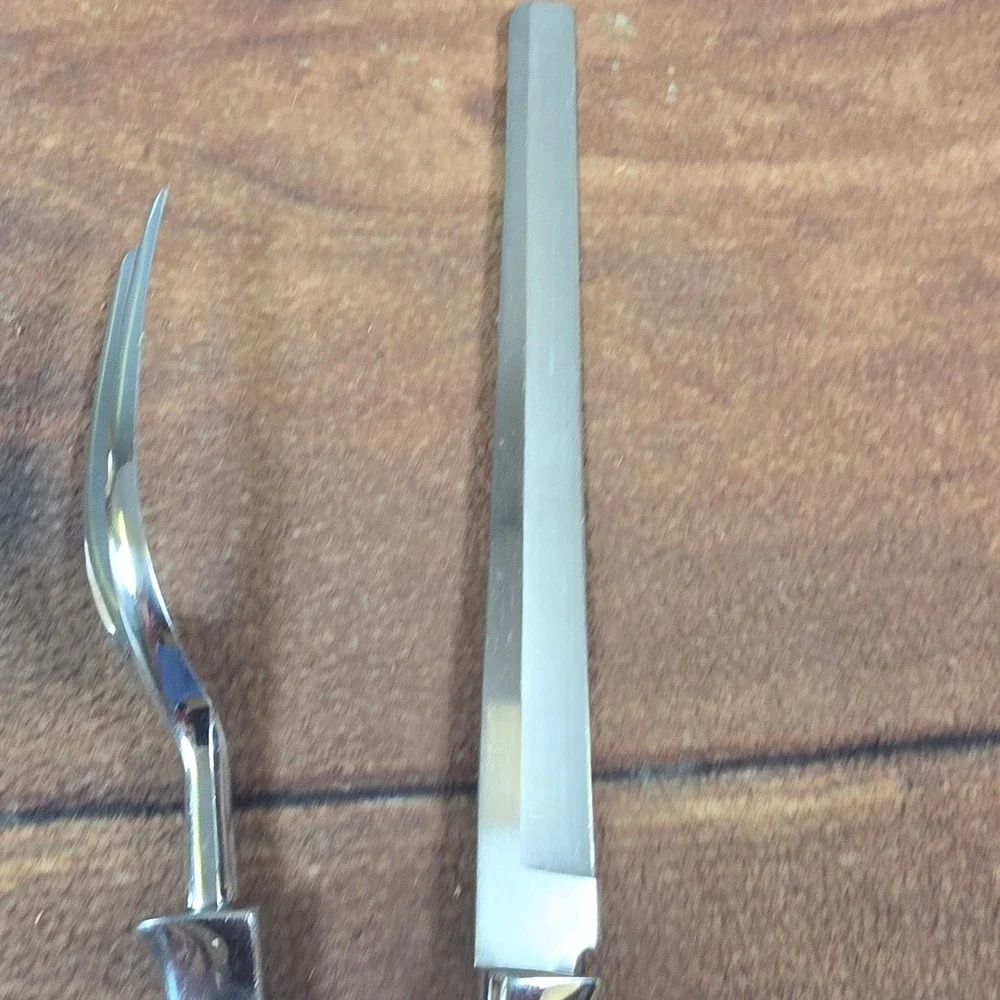 Carvel Hall Carving Set Home OS Silver Good MCM Stainless 3pc USA